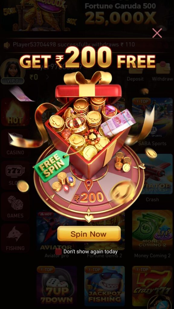 SH7 Game mobile app login screen with bonus rewards and colorful gaming interface.